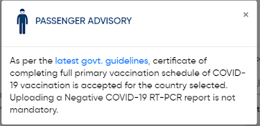 India Travel requirements (Apr 2022)