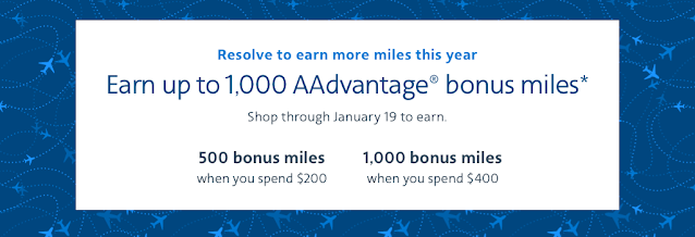 Earn bonus miles via airline shopping portals until 1/19