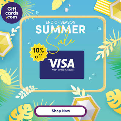 Save 10% on Visa gift cards on giftcards.com