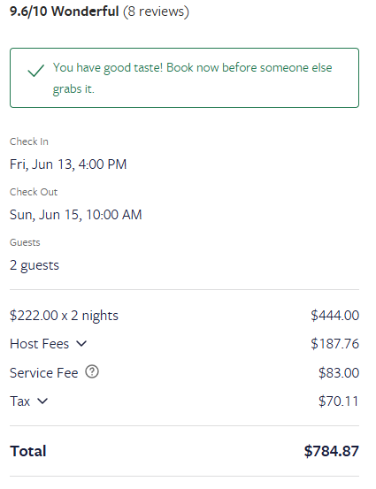 Comparing AirBnB, Marriott, Vrbo and Vacasa on charges