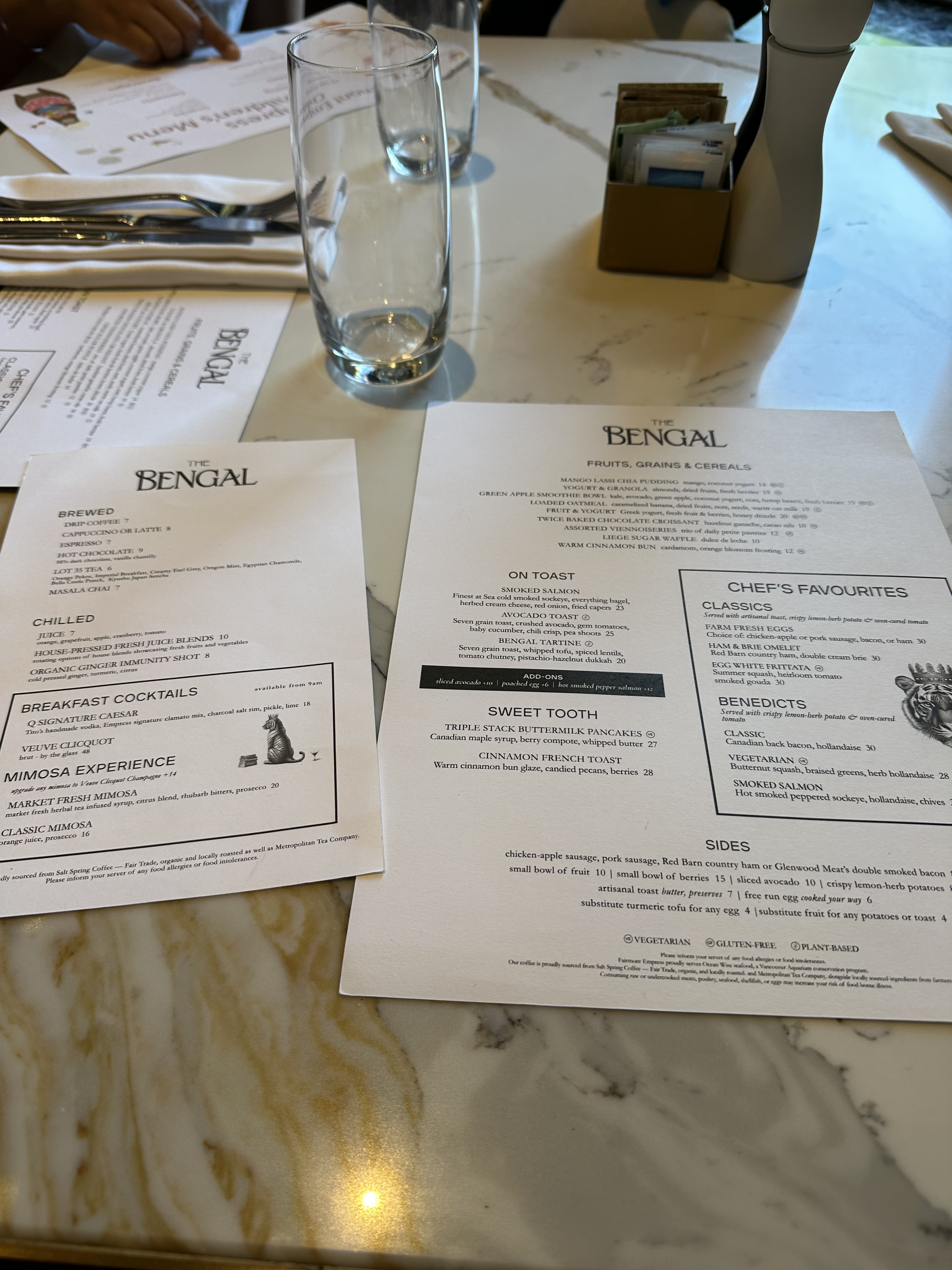 Breakfast Menu at Bengal restaurant